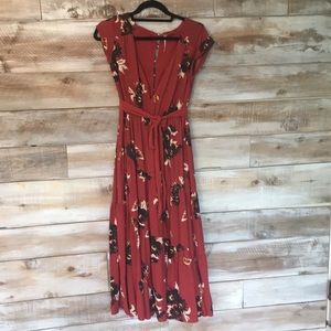 Long burgundy free people dress